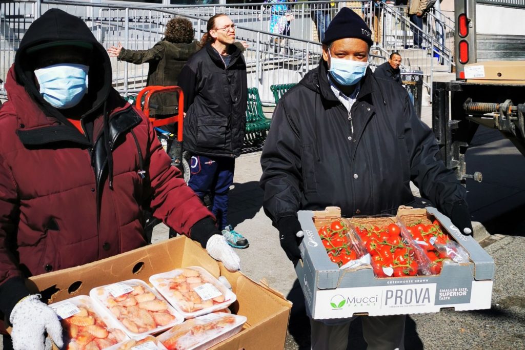People carrying food