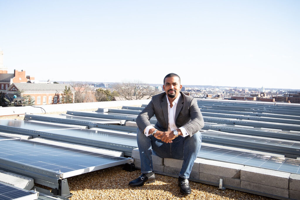Man sits on roof