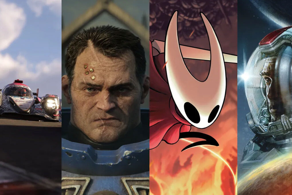 Four vertical panels taken from different games