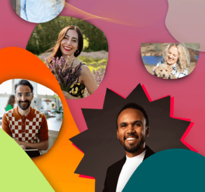 Collage of four smiling people