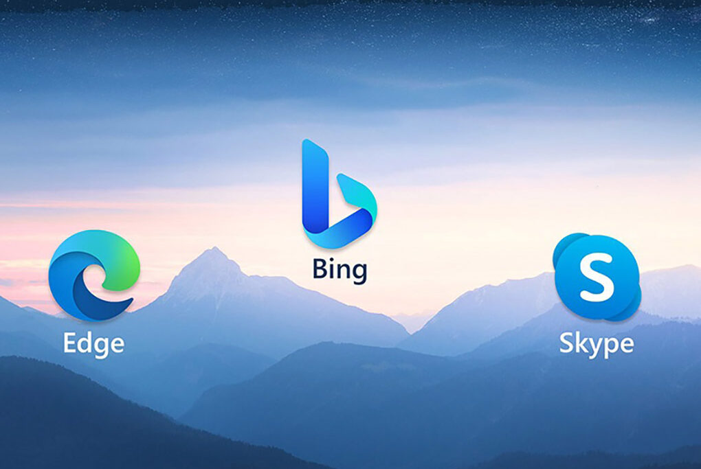 new bing background with edge and skype icons