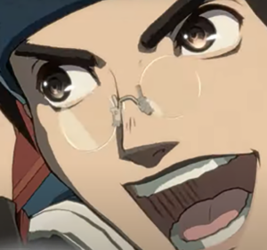 Closeup of male anime character