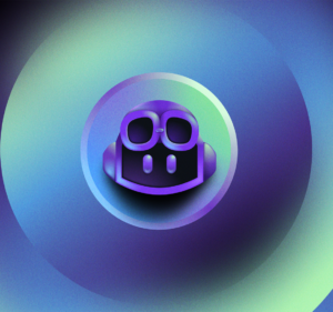 A logo surrounded by multicolored circles