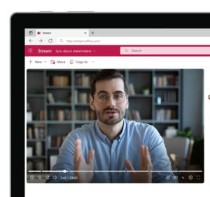 Man in a video screen
