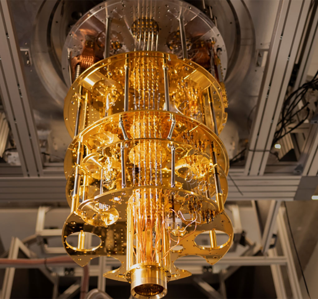 A cryostat in the Azure Quantum development lab