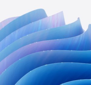 Ribbons of blue and purple on a white background