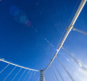 A section of a suspension bridge
