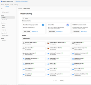Model catalog user interface