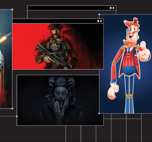 A collage of three game characters