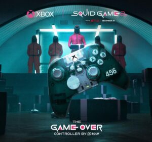 Scene from Netflix’s Squid Game and Xbox controller