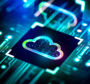 Illustration of a cloud on a computer chip