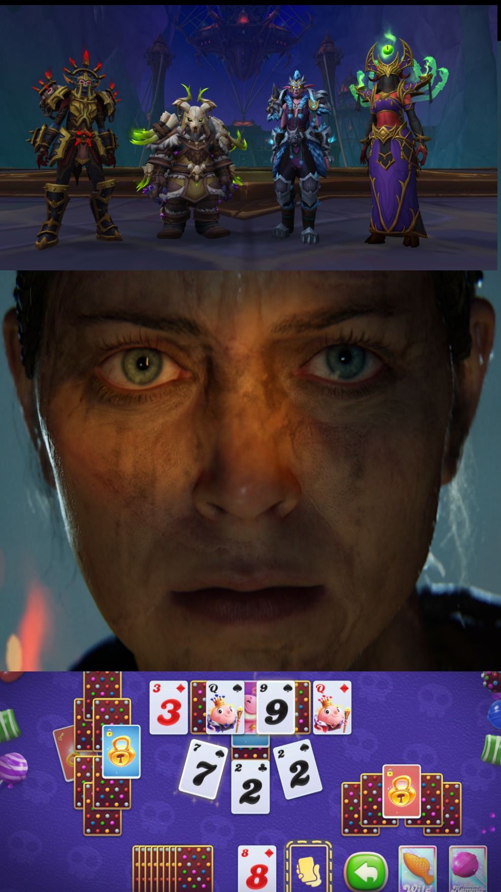 three screenshots in a collage