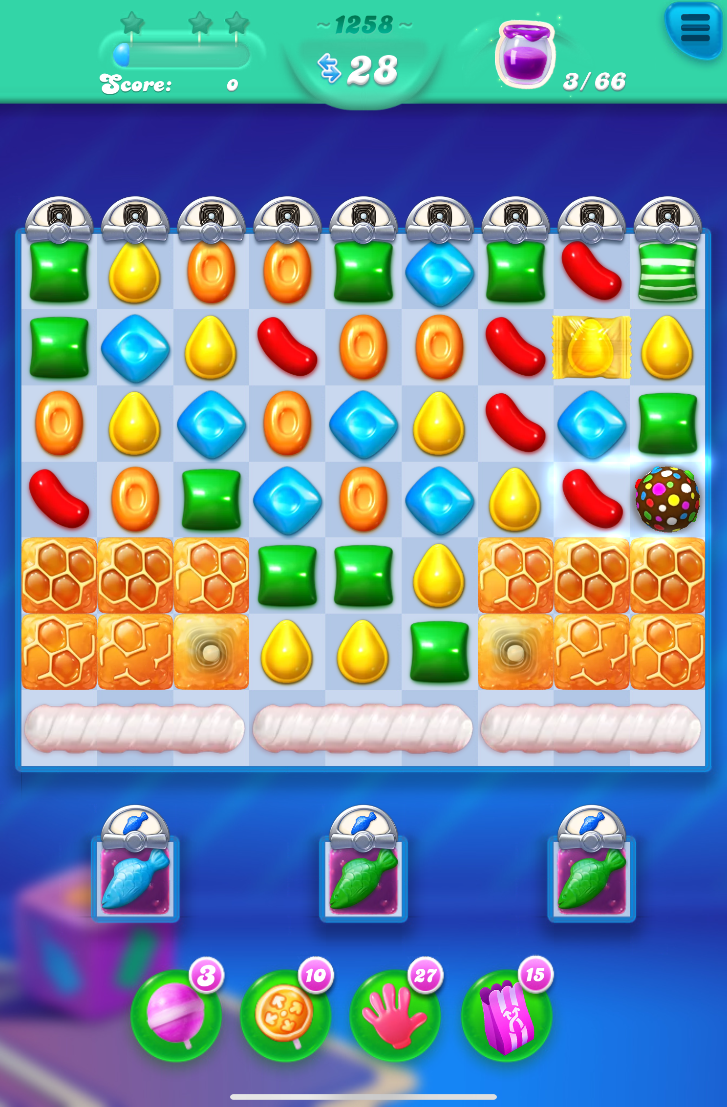 Screenshot from Candy Crush Solitaire showing Game Board Color