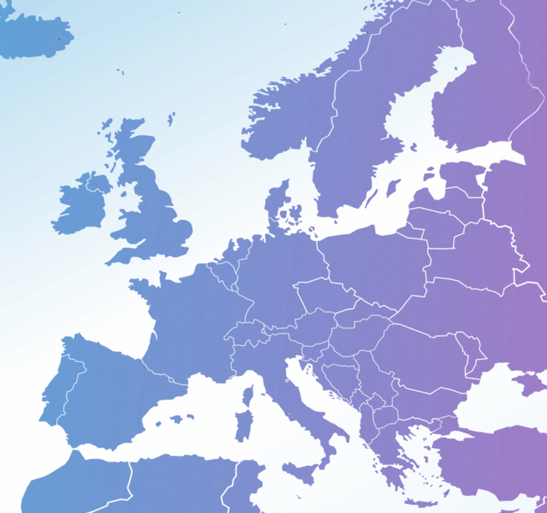 Map of Europe with national boundaries