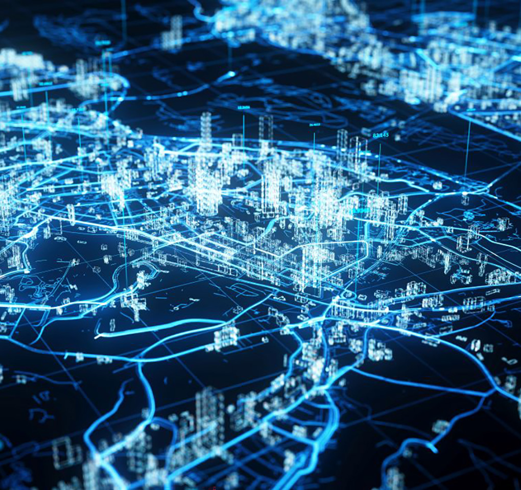 View of energy lines in a city