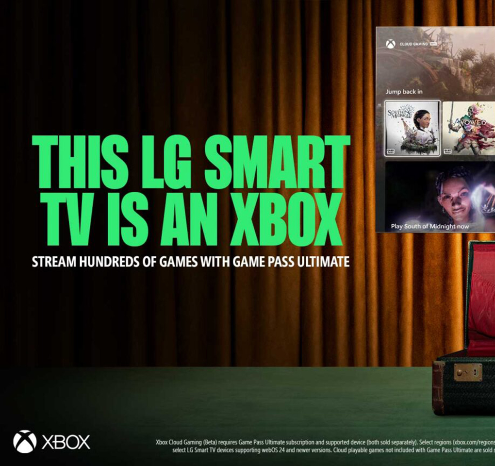 Text next to a TV monitor reading This LG Smart TV is an Xbox