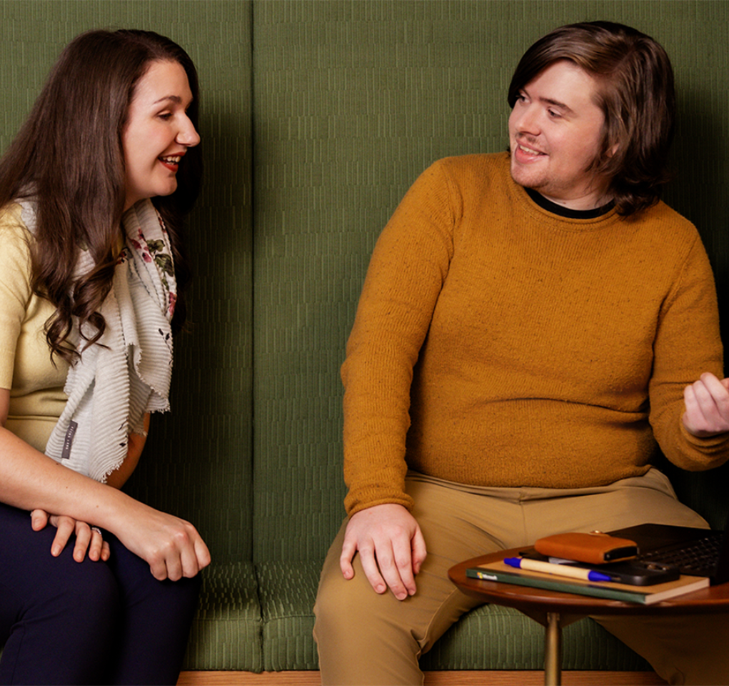 Two people having a discussion