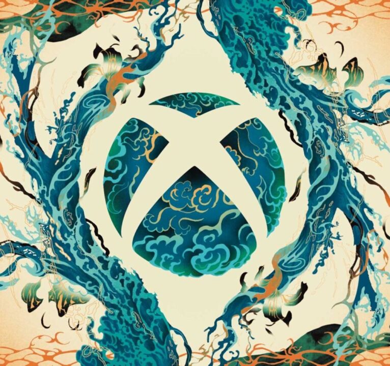 Xbox logo embedded in Asian-themed art