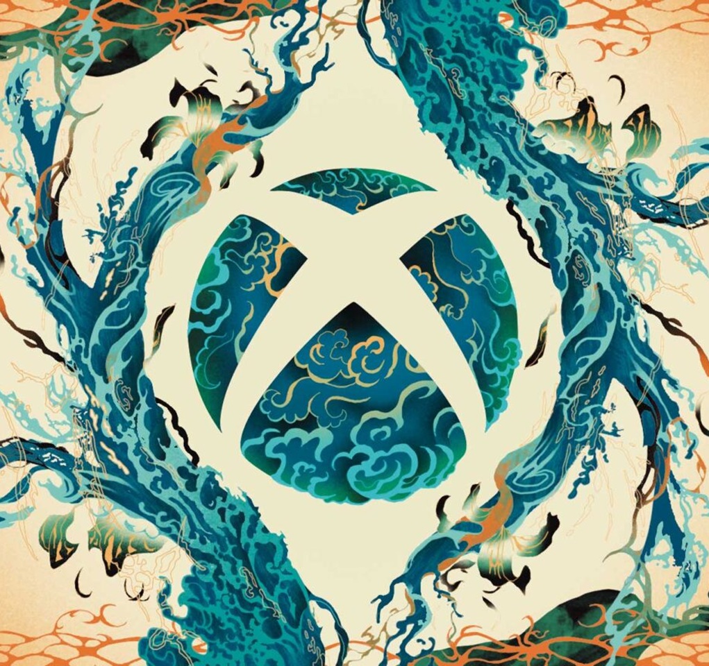 Xbox logo embedded in Asian-themed art