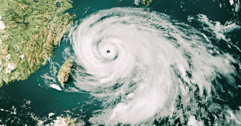 Ariel view of a hurricane.