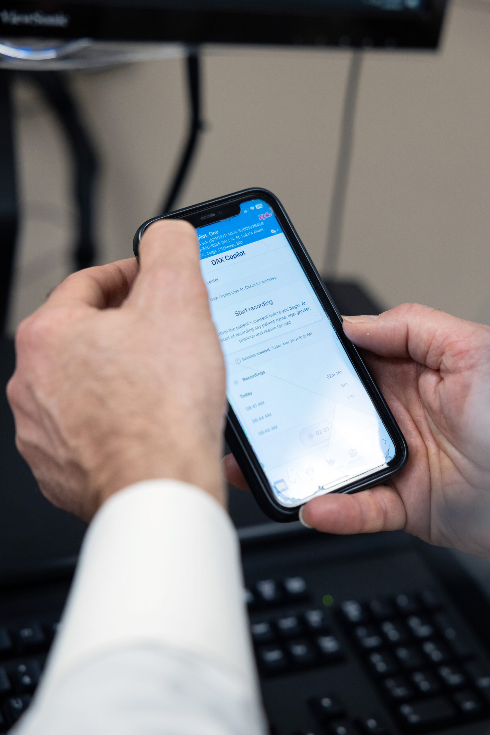 A person holds a cellphone