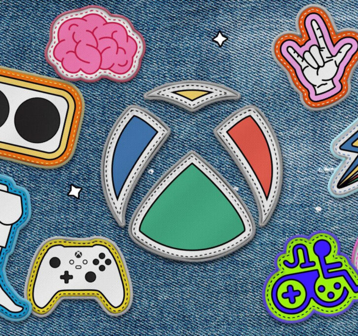Xbox logo surrounded by icons including a wheelchair and accessible controller.