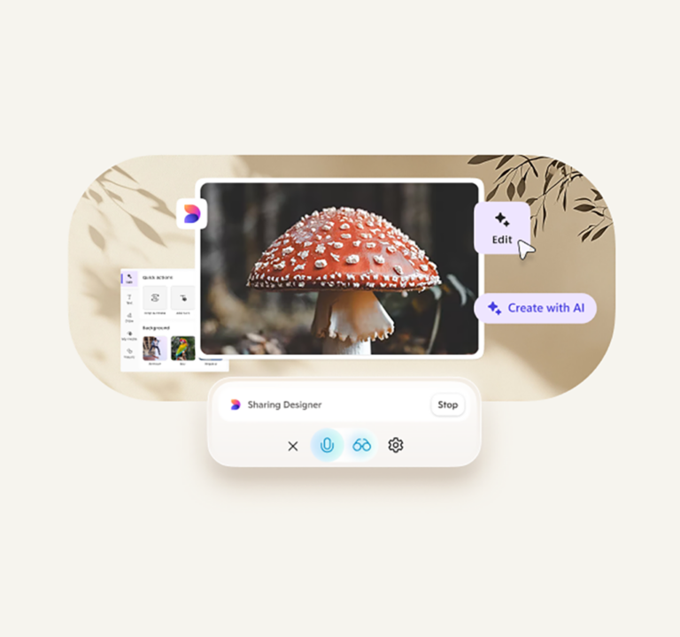 A mushroom along with Copilot elements.