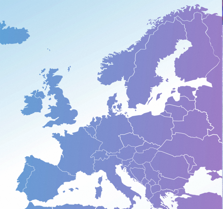 Map showing borders of European countries.