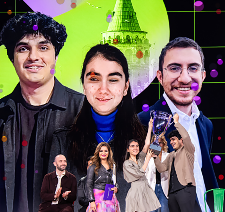 Two photos of young people who won Imagine Cup world championship.