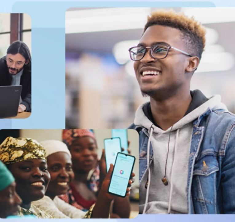Three photos of people.