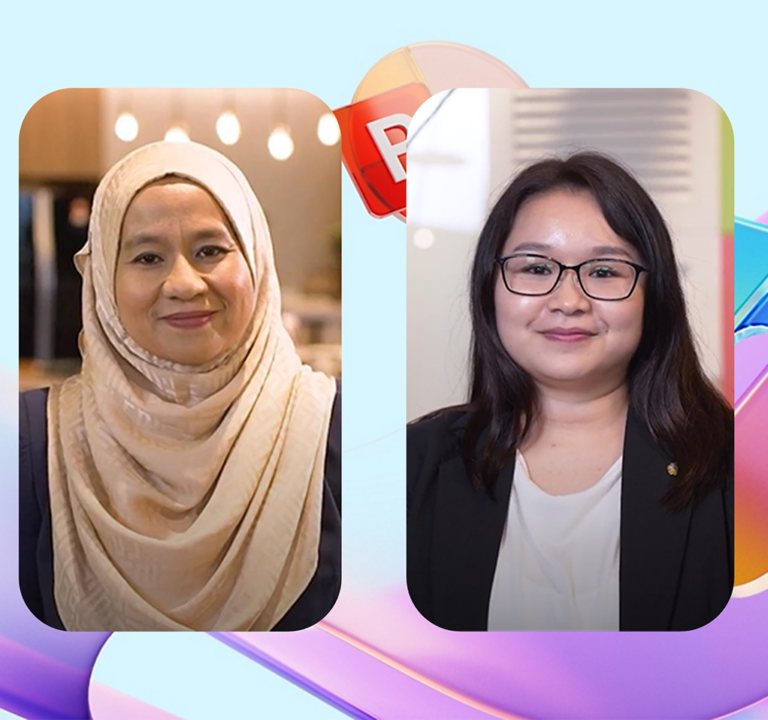 Two portrait photos of women in Malaysia.